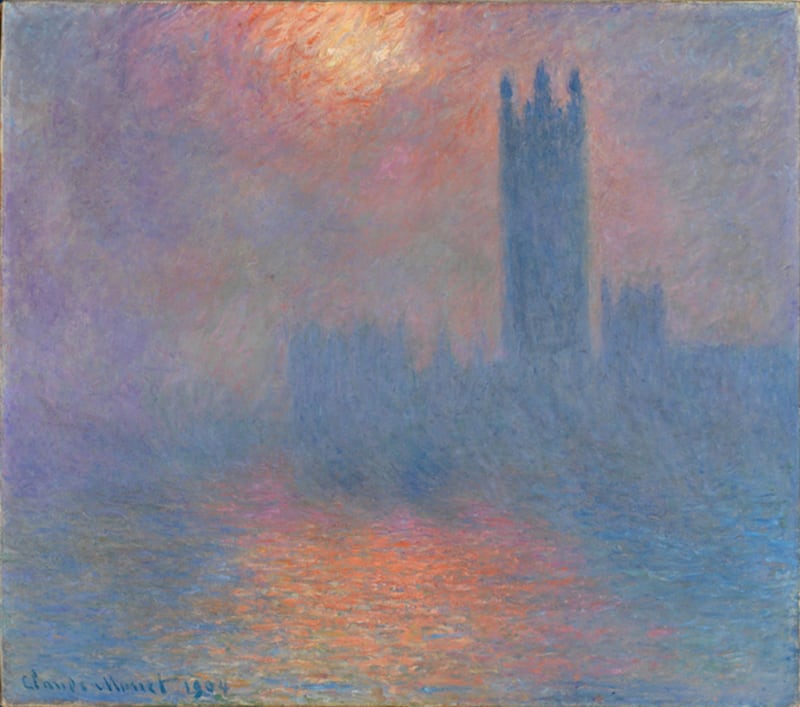 'London, Parliament, Sunshine in the Fog', 1904, by Claude Monet.