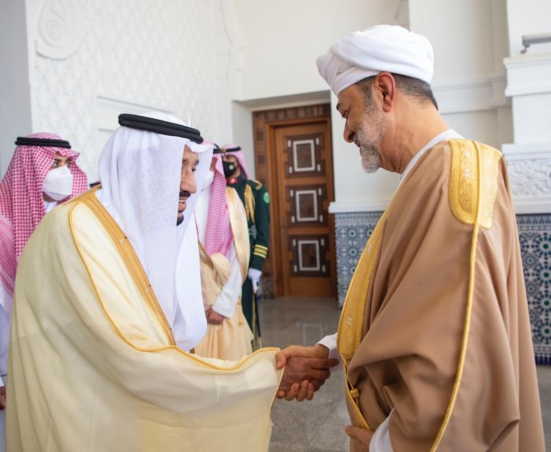 Saudi Arabia’s King Salman meets Oman’s Sultan Haitham in Neom.