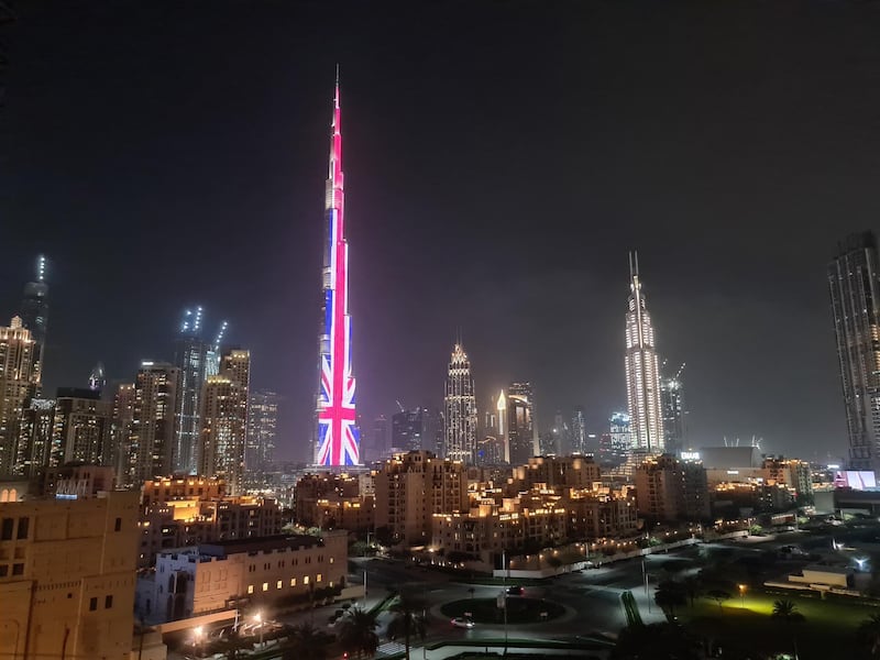 Dubai's Burj Khalifa lit up in honour of the 94th birthday of Queen Elizabeth II. The National  