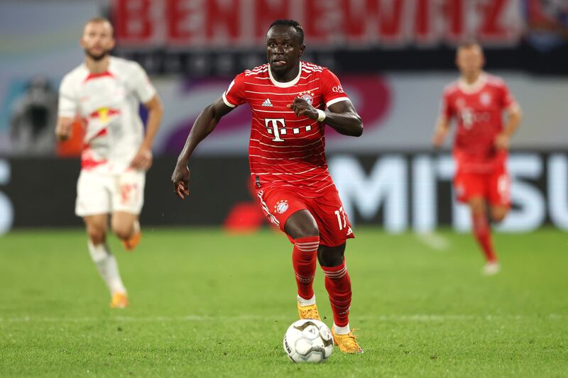 Sadio Mane runs with the ball during the Supercup 2022. Getty