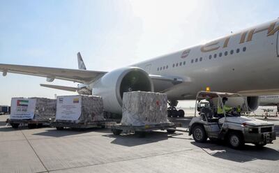 The UAE sent eight metric tonnes of medical supplies to Colombia on June 15. Courtesy: Wam
