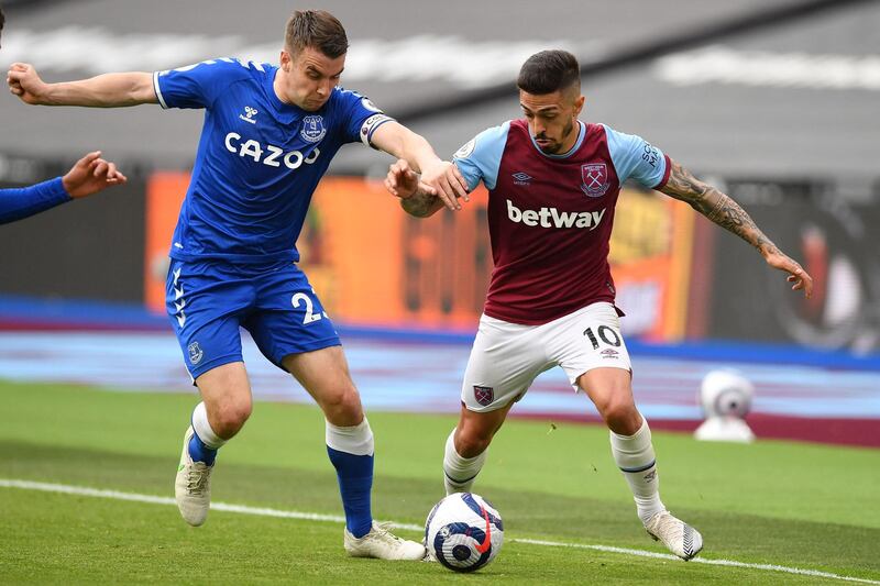 Manuel Lanzini - 6: Like against Burnley last week, played in deeper role alongside Soucek but the injury-prone midfielder picked up another knock and limped off just before half-time. AFP