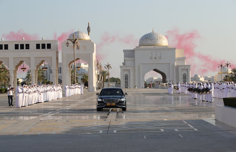 Turkish President Erdogan's motorcade arrives at Qasr Al Qatan in Abu Dhabi. Photo: Turkish President Press Office