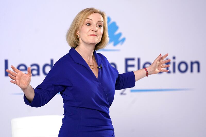 Liz Truss addresses Conservatives at a leadership campaign event in Essex. Her rival Rishi Sunak has told her to tackle inflation as a priority to avoid economic meltdown if she becomes prime minister. PA