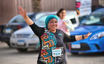 Hamida Azouz during her first 5K race. Courtesy Marathon Cairo
