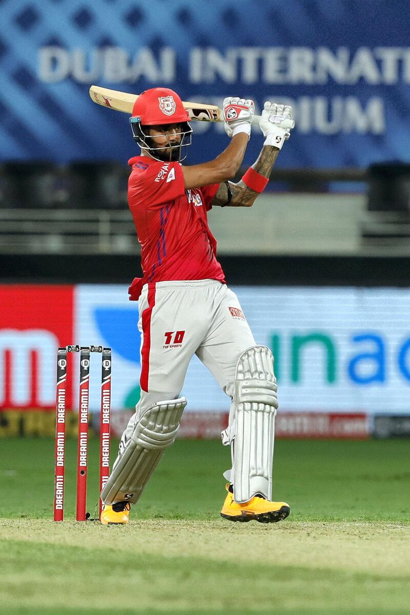 KL Rahul captain of Kings XI Punjab  batting during match 6 of season 13, Dream 11 Indian Premier League (IPL) between Kings XI Punjab and Royal Challengers Bangalore held at the Dubai International Cricket Stadium, Dubai in the United Arab Emirates on the 24th September 2020.  Photo by: Saikat Das  / Sportzpics for BCCI