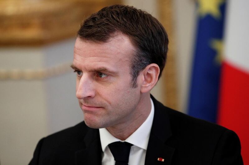 French President Emmanuel Macron meets with representatives of trade unions, employers' organisations and local elected officials at the Elysee Palace in Paris, France December 10, 2018. Yoan Valat/Pool via REUTERS