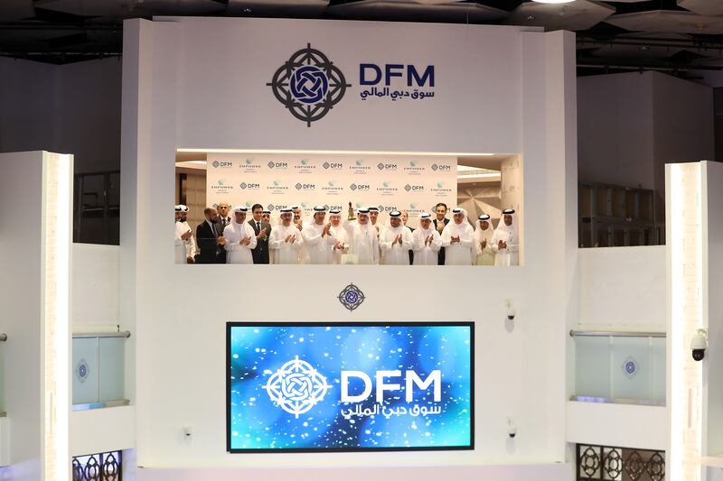 Empower's bell-ringing ceremony at the Dubai Financial Market. The emirate accounted for 40 per cent of IPO activity in the Gulf region last year. Pawan Singh / The National