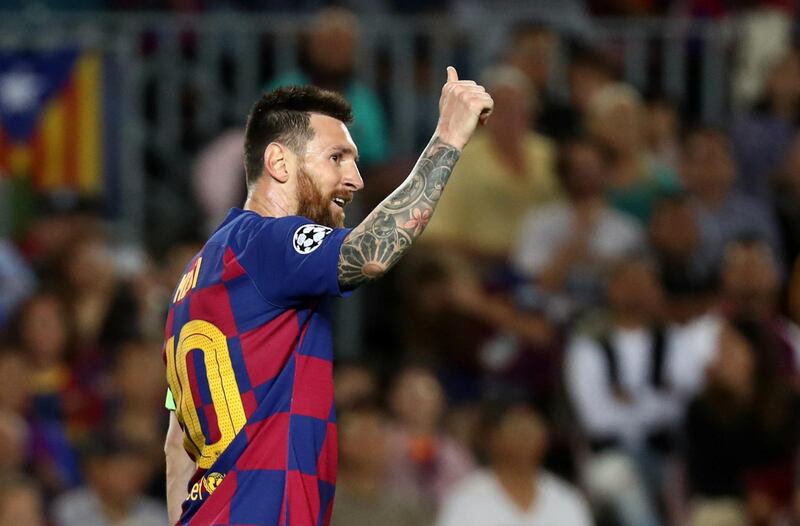 Messi gestures. Reuters