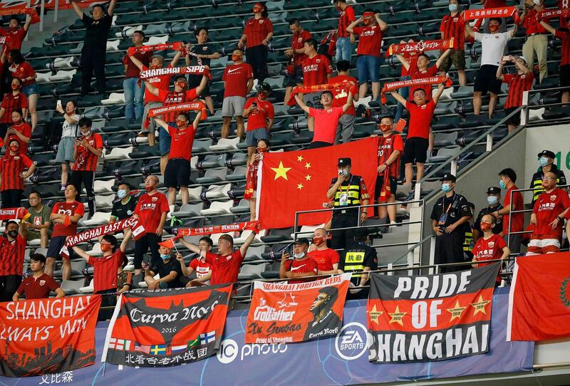 Shanghai SIPG during their Chinese Super League match against Beijing Guoan in Suzhou. AFP