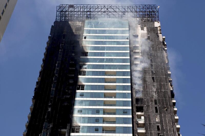 The damage caused by the fire that gutted the Tamweel Tower in Jumeirah Lakes Towers. Antonie Robertson / The National