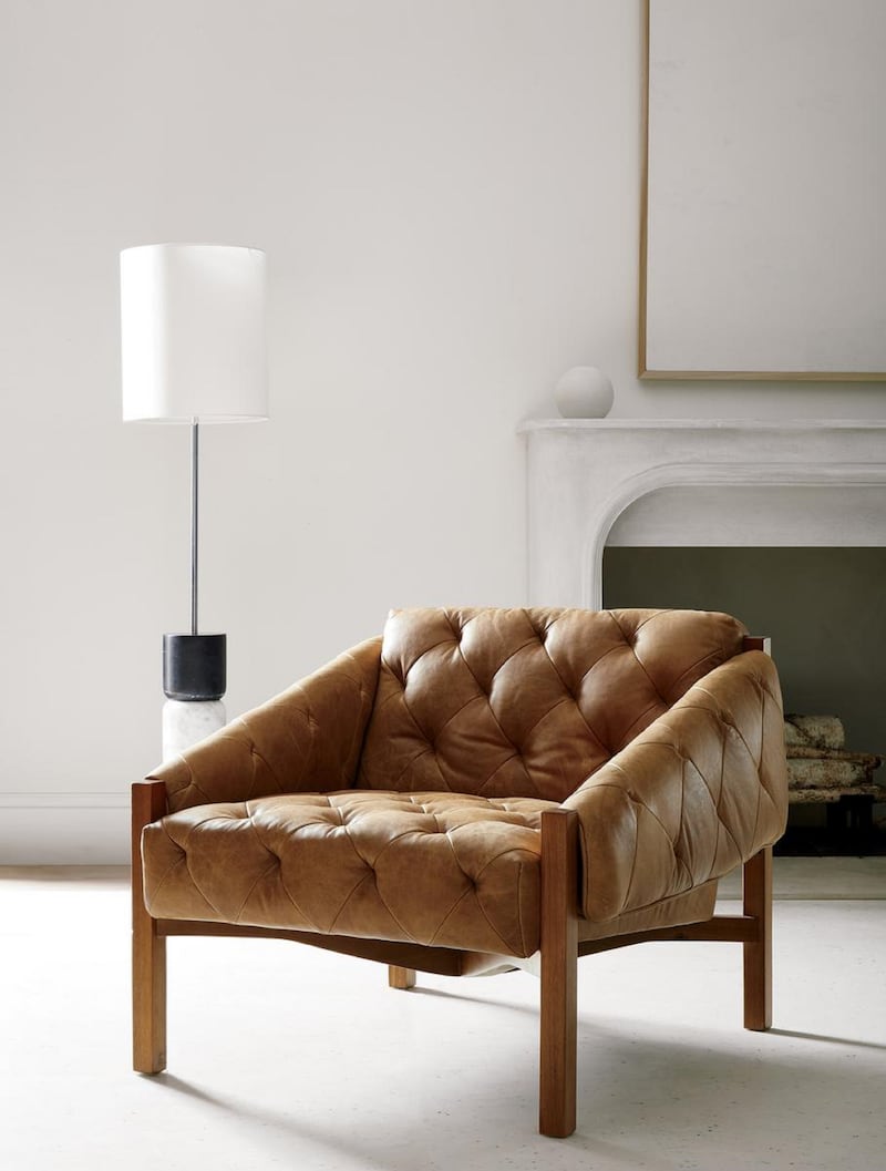 Abruzzo brown leather tufted chair from the Brazilian Rhapsody collection; Dh5,970. 