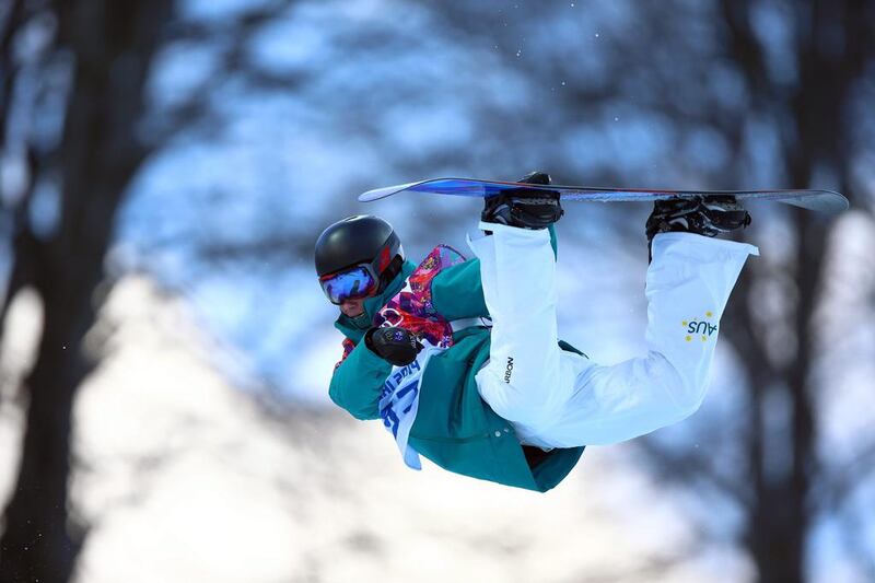 Kent Callister of Australia in action during the men's snowboard halfpipe qualification at Rosa Khutor Extreme Park in Krasnaya Polyana on Tuesday. Jens Buettner / EPA