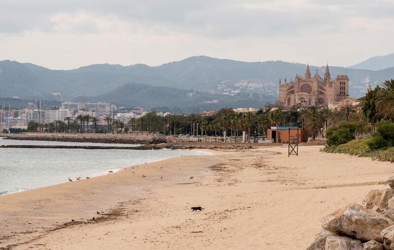 The Can Pere beach is empty in Palma de Mallorca, Balearic Islands, Spain.  EPA