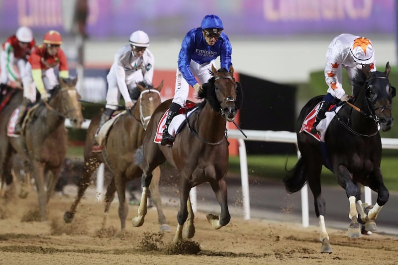 Thunder Snow ridden by Christophe Soumillon during the Dubai World Cup. Reuters