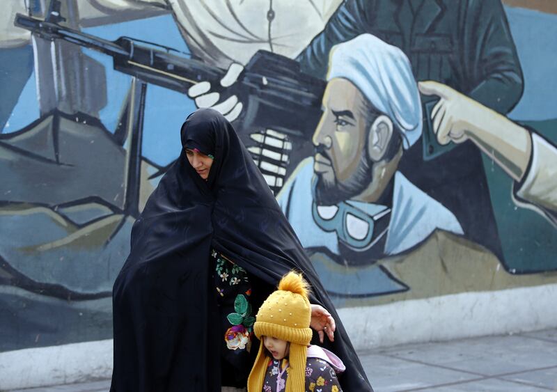 A mural of soldiers in Tehran. Iran has said it will respond ‘decisively’ if its people or territory are attacked. EPA
