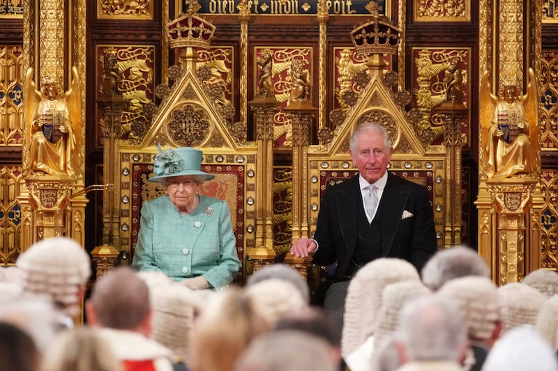 The queen and Prince Charles during the opening of parliament in December 2019. Getty