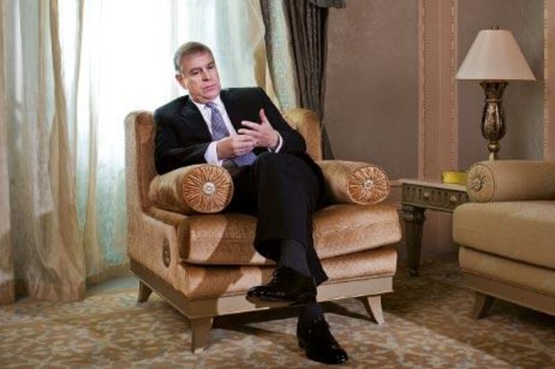 Abu Dhabi - October 31, 2009: Prince Andrew, Duke of York during an interview at the Emirates Palace. ( Philip Cheung / The National )


