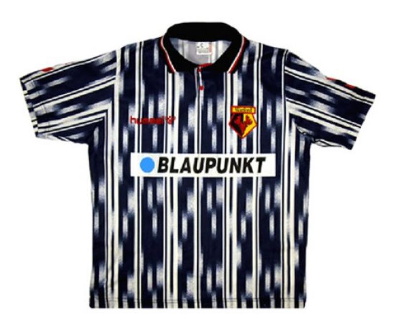 1) 1993-95 away: A worthy winner for worst Watford kit here. Hummel have managed to capture the look of interference on an old black and white television in impressive fashion. This is what a nightmare looks like in football shirt world. Courtesy Football Kit Archive