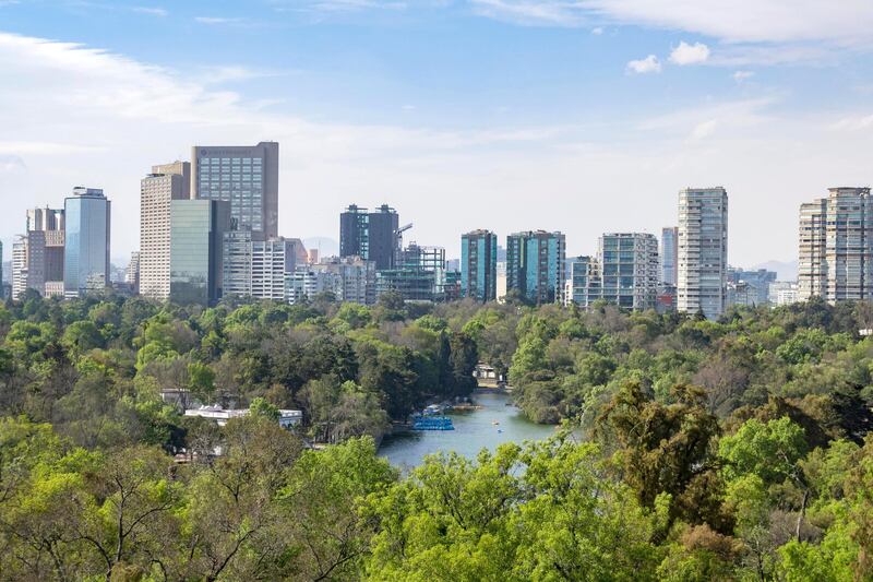 HYN1TN Cityscape view from the Chapultepec Castle of Mexico City