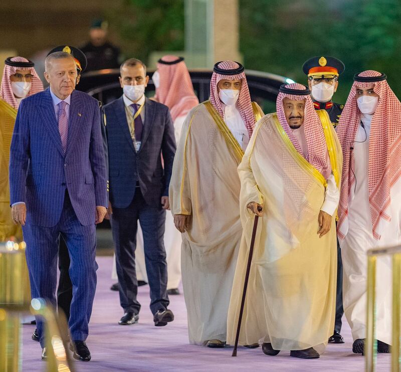 Mr Erdogan thanked King Salman for his welcome as he looked to strengthen ties between his country and the kingdom. 