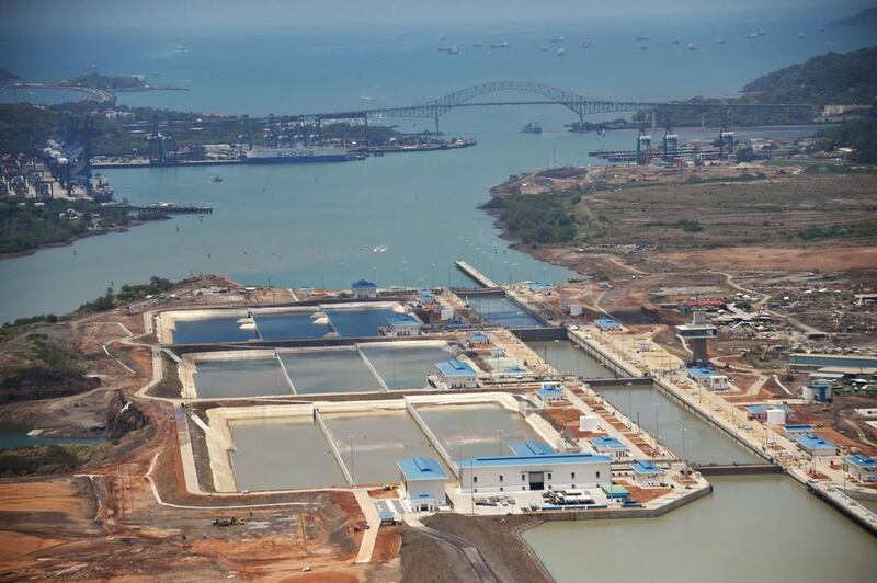 The new Panama Canal expansion at the Gatun Locks in Colon, Panama. The Panamanian President Juan Carlos Varela is set to host an inauguration ceremony on Sunday to which 70 foreign heads of state and government have been invited. Rodrigo Arangua/AFP