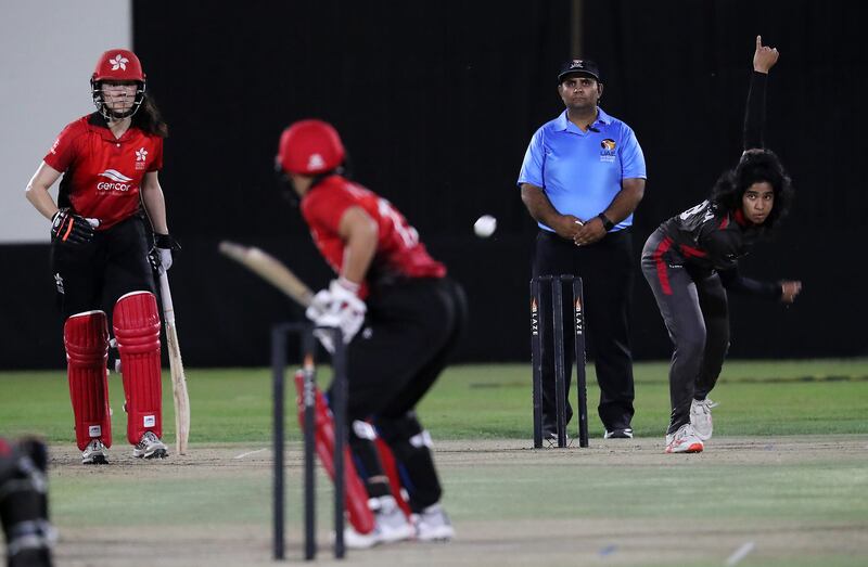 UAE's Samaira Dharnidharka gave the hosts the perfect start, when she picked up two wickets in successive deliveries in the second over of the game.