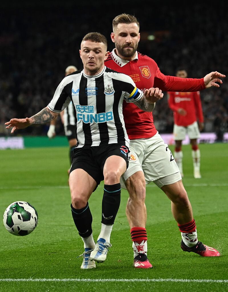 Kieran Trippier - 6, Struggled against Rashford at times but was persistent. Also delivered a number of great crosses, including those to set up chances for Fabian Schar and Dan Burn. Did superbly to stop Fernandes’ pass to Rashford. AFP
