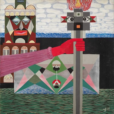 Aref El Rayess’ 1972 painting, Untitled, is going up for sale for the first time. Photo: Sotheby's
