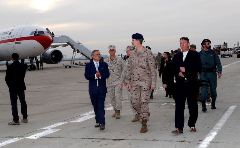 King Felipe upon his arrival in Baghdad. EPA