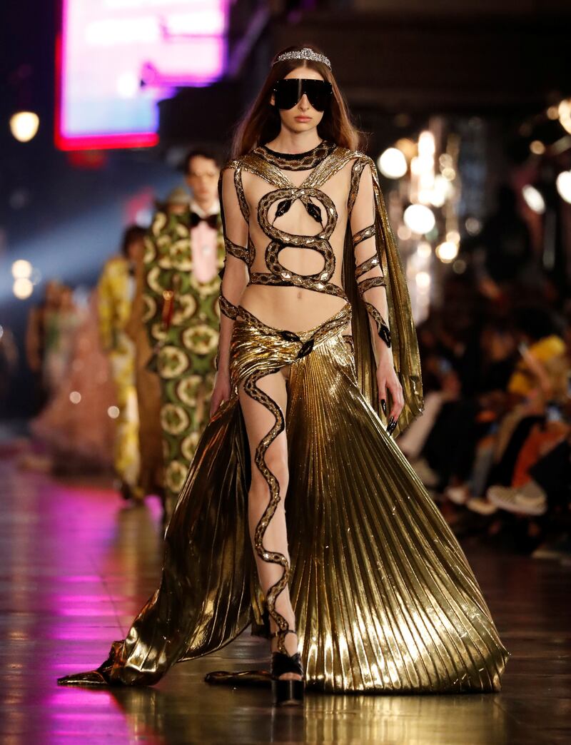 A shimmering Cleopatra-inspired dress. Reuters