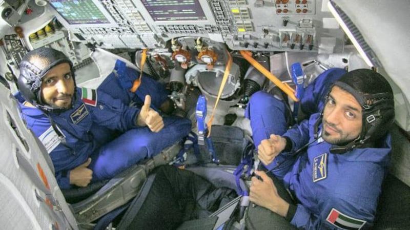 Hazza Al Mansouri (left) and Sultan Al Neyadi carried the hopes of a nation as they prepared to venture into space. Courtesy: Mohammed bin Rashid Space Centre