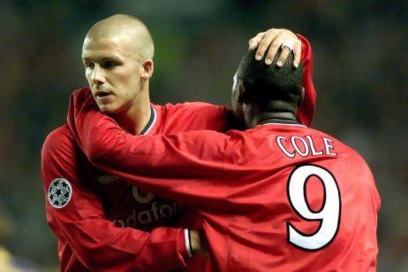 David Beckham, left, knew he could count on his Manchester United teammates such as our columnist Andrew Cole, right, who says Beckham never avoided dressing room banter and 'was one of us'.