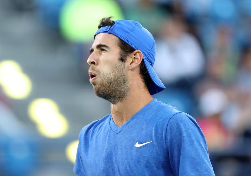 Abu Dhabi, United Arab Emirates - Reporter: Jon Turner: Karen Khachanov during the third place play-off between Novak Djokovic v Karen Khachanov at the Mubadala World Tennis Championship. Saturday, December 21st, 2019. Zayed Sports City, Abu Dhabi. Chris Whiteoak / The National