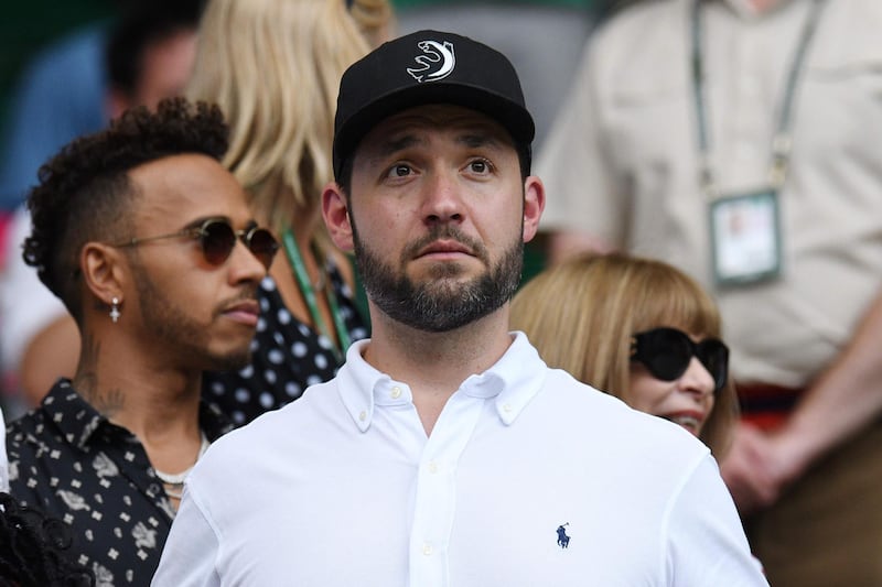 (FILES) In this file photo taken on July 14, 2018 husband of US player Serena Williams, Alexis Ohanian, takes his seat on court to watch her play against Germany's Angelique Kerber in their women's final match on the twelfth day of the 2018 Wimbledon Championships at The All England Lawn Tennis Club in Wimbledon, southwest London. Reddit co-founder Alexis Ohanian -- who may be better known as the husband of tennis star Serena Williams -- called June5, 2020, for his seat on the board of the  social news company to be given to a black candidate. - RESTRICTED TO EDITORIAL USE
 / AFP / Oli SCARFF / RESTRICTED TO EDITORIAL USE
