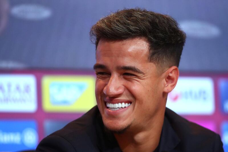 Bayern Munich's new signing Philippe Coutinho during the presentation. Reuters