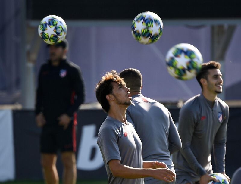 Atletico Madrid's Portuguese attacker Joao Felix at training. AFP