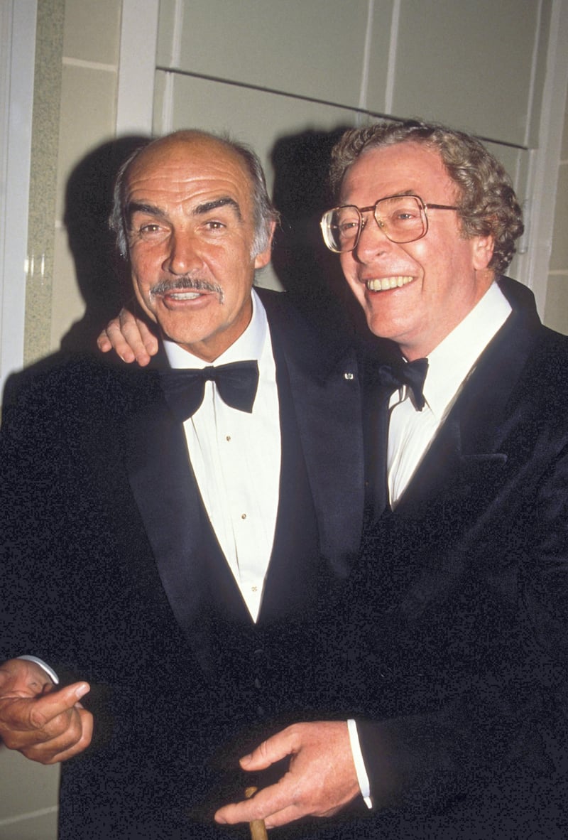 Actors Sean Connery (l) and Michael Caine (r) at an awards night. circa 1985.