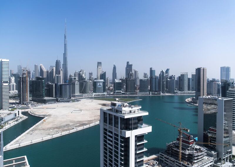 DUBAI, UNITED ARAB EMIRATES. 29 OCTOBER 2019. 
Dubai skyline seen from Deyaar properties on Business Bay.
(Photo: Reem Mohammed/The National)

Reporter:
Section: