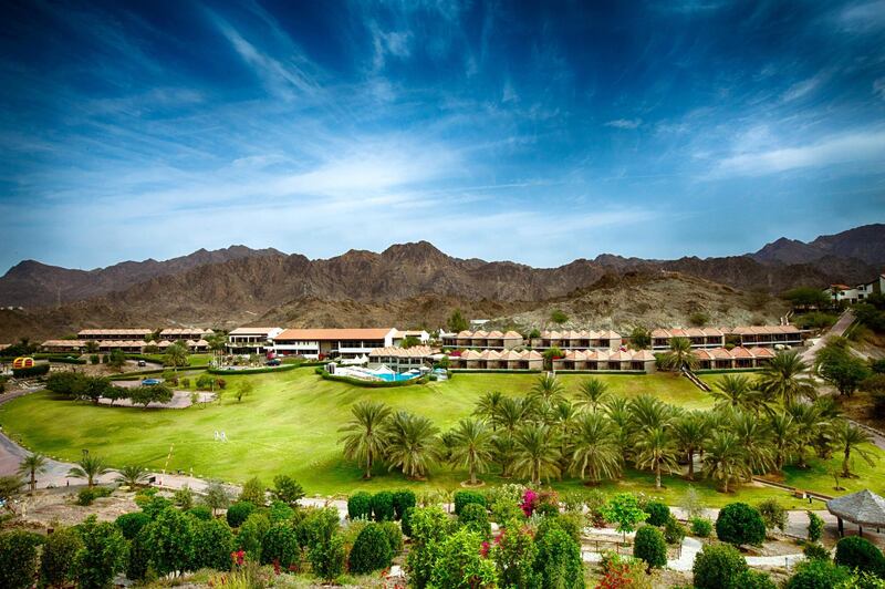 JA Hatta Fort is surrounded by mountains and greenery. JA Resorts & Hotels