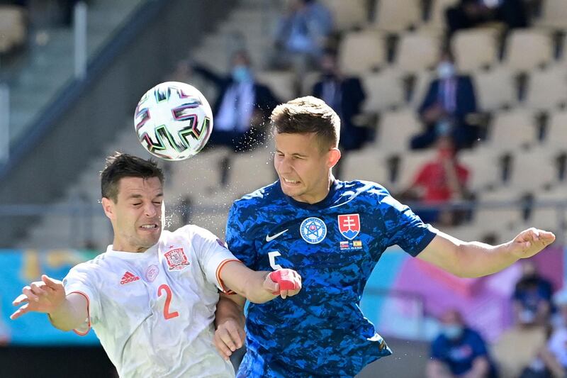 Cesar Azpilicueta: 7 - No problem in defence for Chelsea’s captain. Supported Sarabia in attack as Spain’s 50th all-time victory in a major tournament. AFP