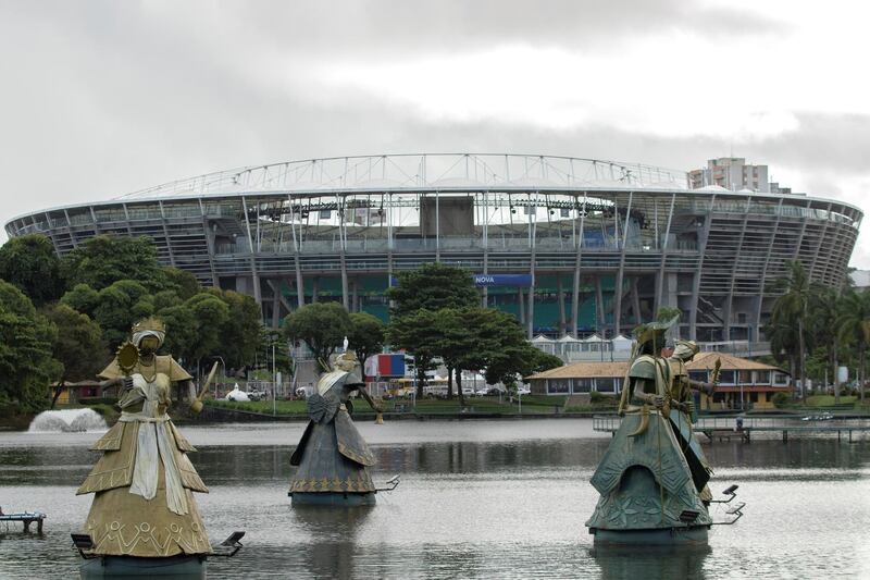 General view of the dock of Tororo with the Arena Fonte Nova Stadium in the background, in Salvador, Brazil. EPA