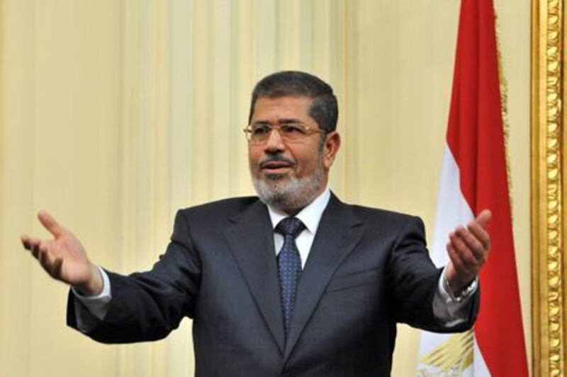 Mohammed Morsi, in his first address before the newly convened upper house of parliament, insisted that the new constitution guaranteed equality. AFP Photo / Ho / Egyptian Presidency