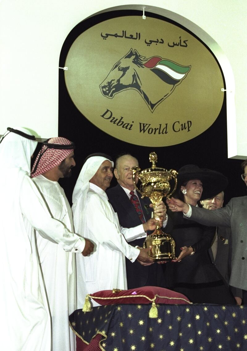 The 1996 Dubai World Cup presentation ceremony. Getty Images