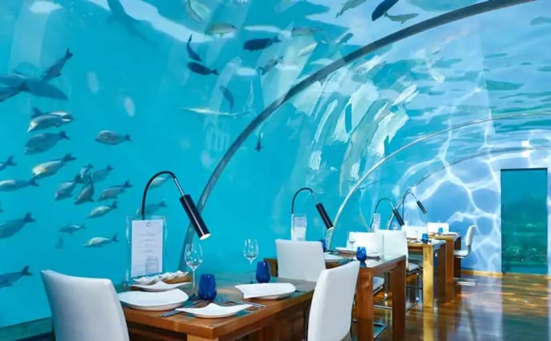Ithaa Undersea Restaurant, Maldives. Courtesy Hilton