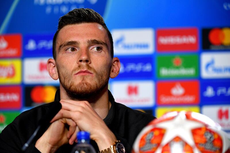 Liverpool's Andy Robertson during a press conference. PA Photo