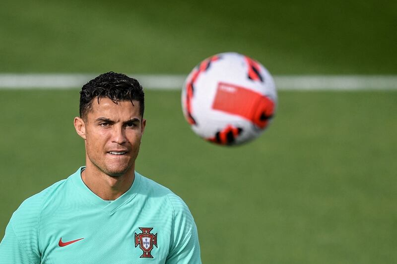 Portugal's Cristiano Ronaldo at training. AFP