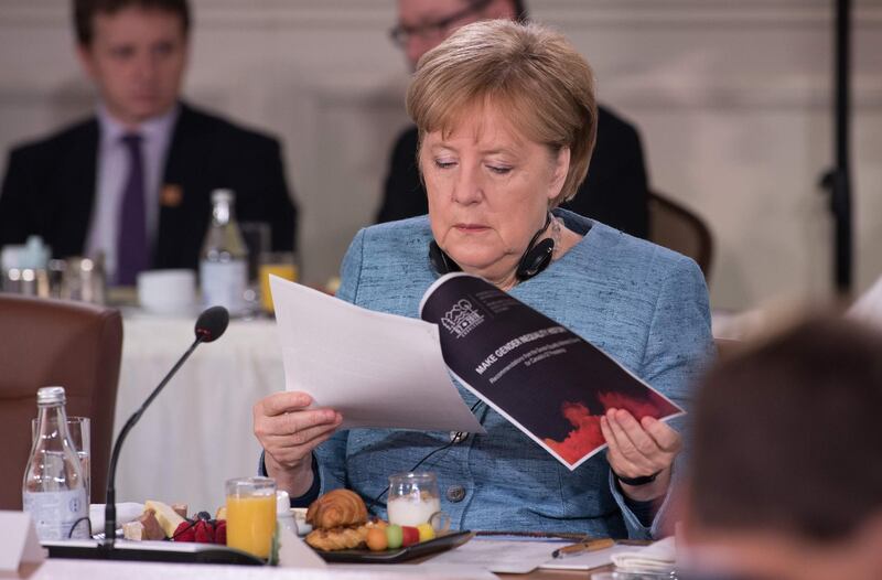 German Chancellor Angela Merkel at the Gender Equality Advisory Council Breakfast. Saul Loeb / AFP