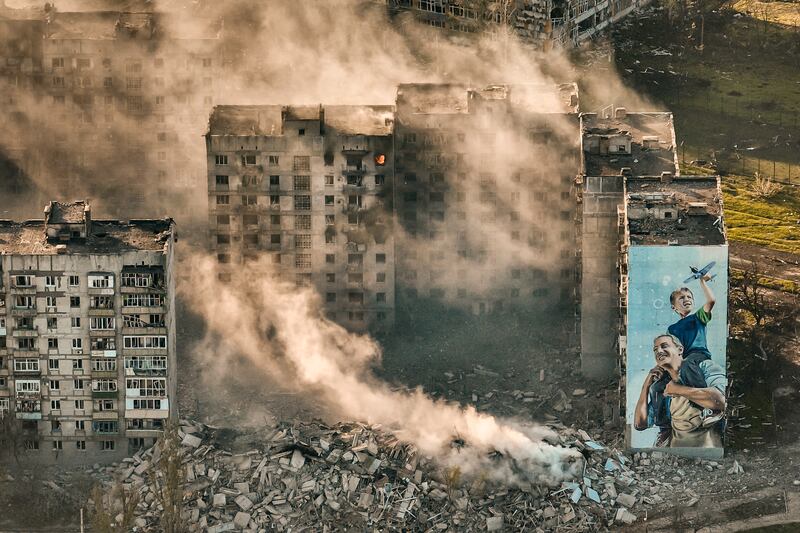Bakhmut in April, the site of the heaviest battles in the Donetsk region