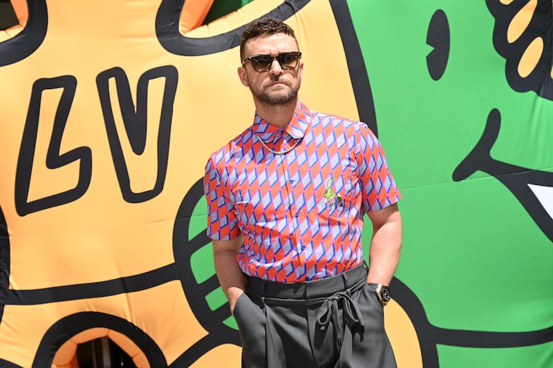 Justin Timberlake attends the Louis Vuitton show. Getty Images For Louis Vuitton